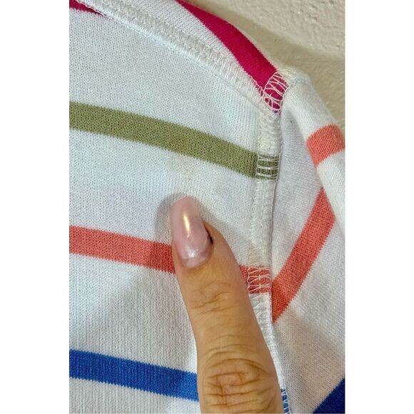 Woolovers Striped Organic Cotton Half Zip Sweatshirt Women's Crewneck Large - Picture 6 of 15